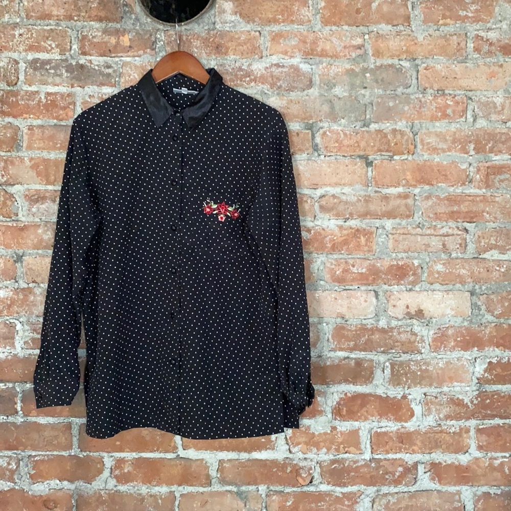 Russ polka dot blouse / black / small /